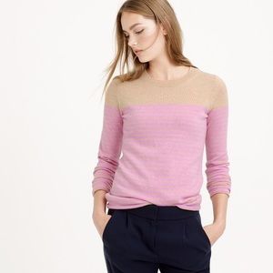 Jcrew Italian cashmere pink tan stripe sweater